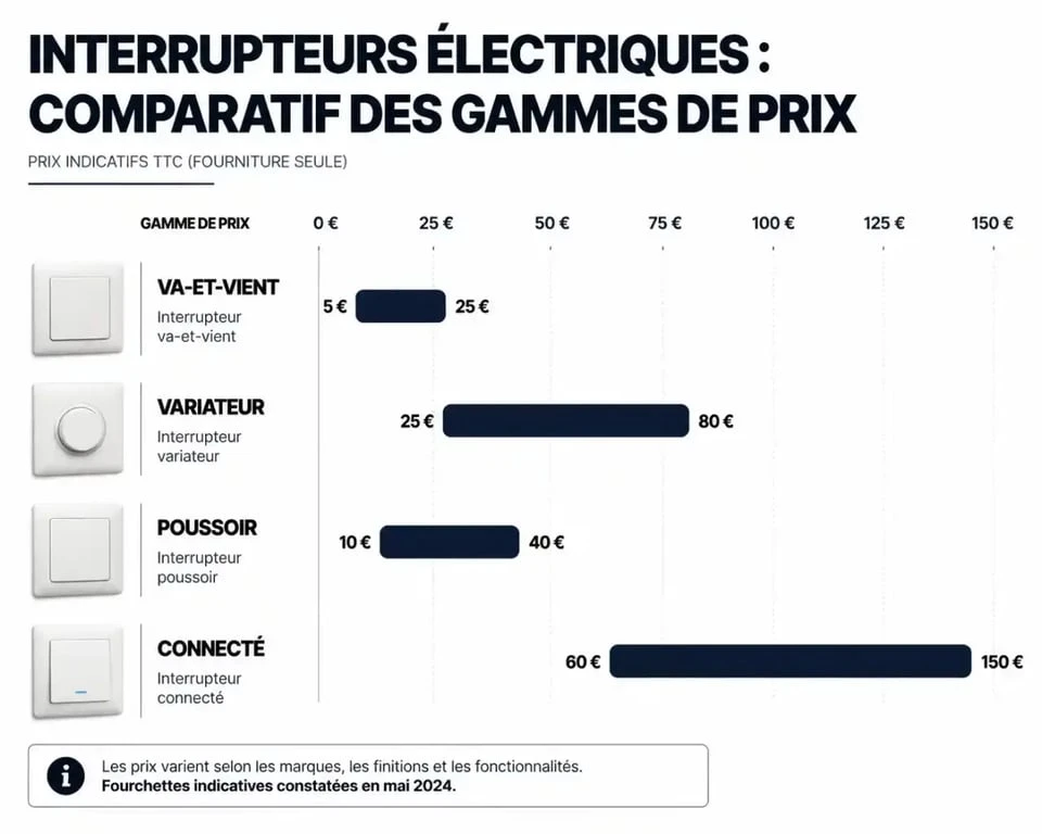 Comparatif des prix des interrupteurs électriques par type et gamme