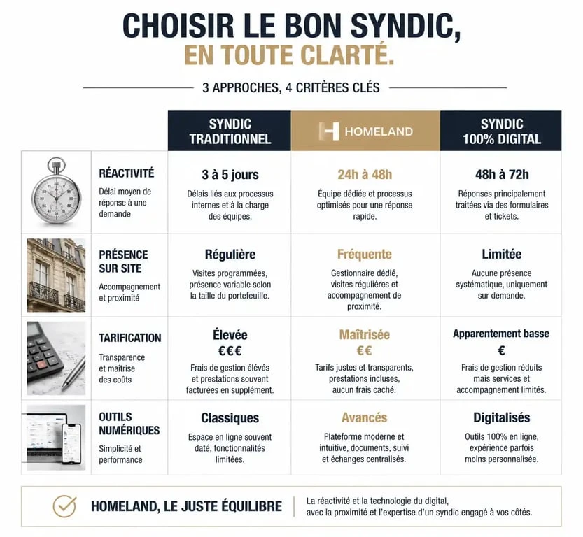 Comparatif des syndics de copropriété : Homeland avis et analyse des services