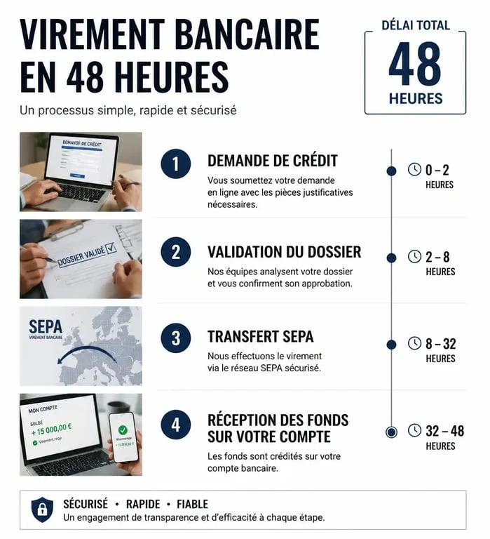 Processus de virement Cofidis 48h : étapes de la demande à la réception des fonds