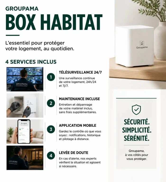 Services inclus dans l'offre de télésurveillance Groupama Box Habitat