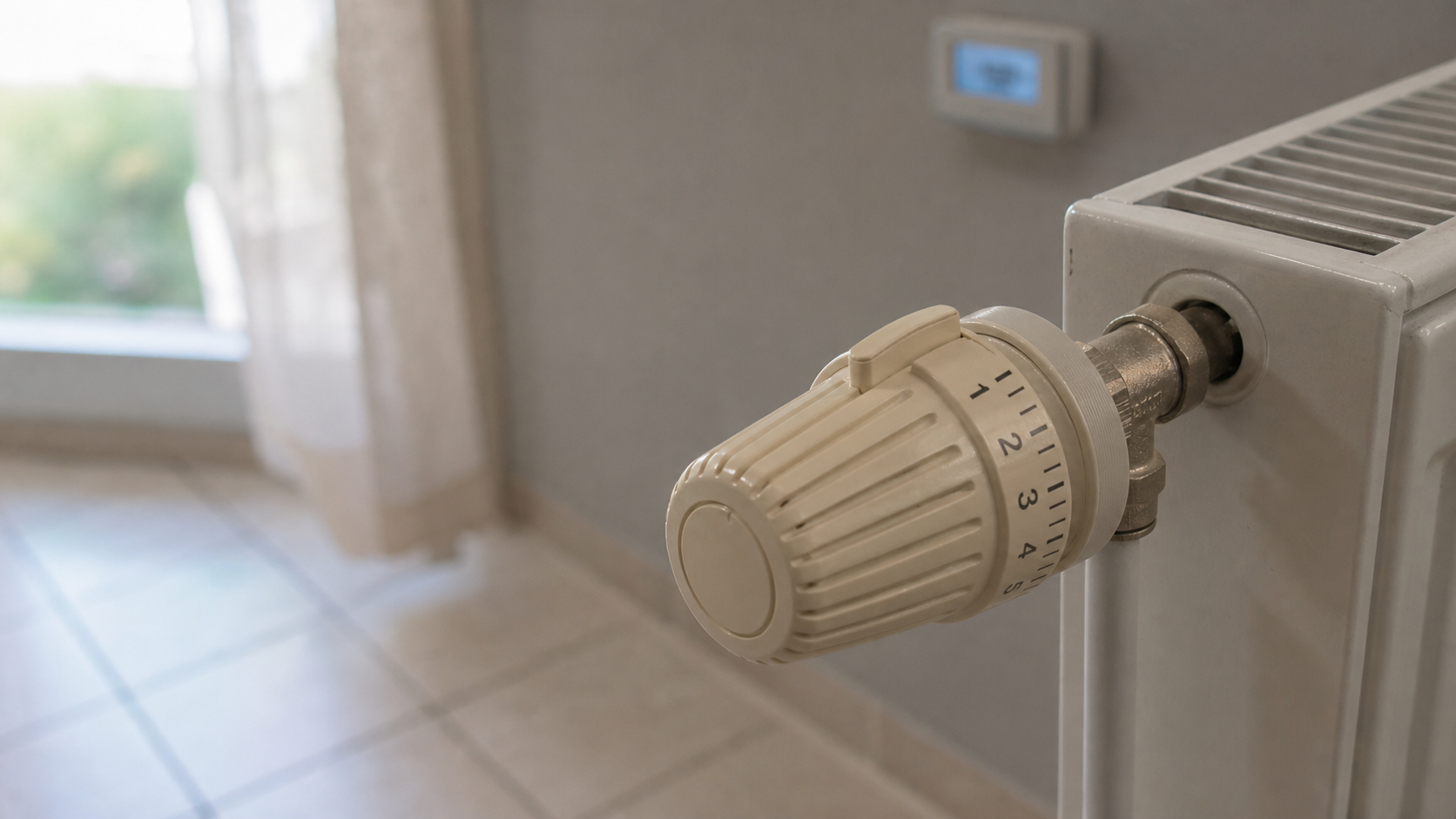 Fonctionnement vanne thermostatique : tête thermostatique sur radiateur