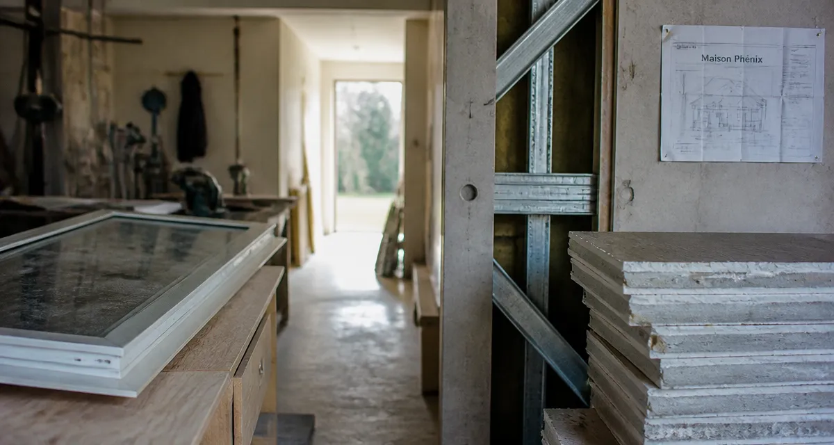 Maisons Phoenix : garage en rénovation, ossature acier et isolation