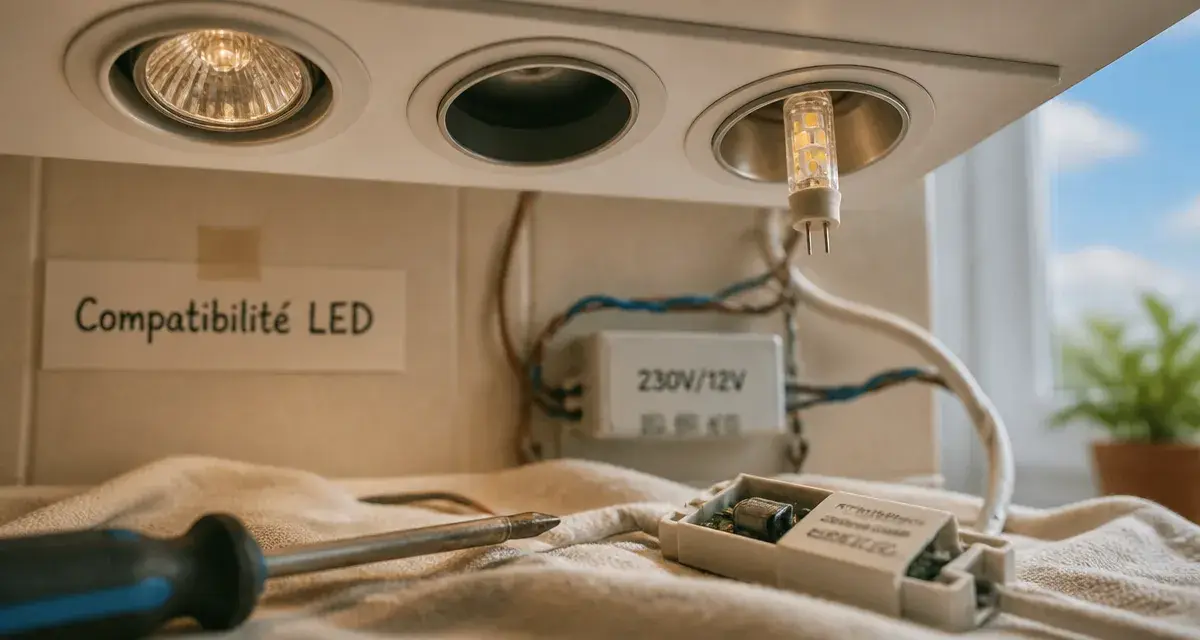Problème remplacement ampoule halogène par LED : ampoule halogène vs LED G4, scintillement évité