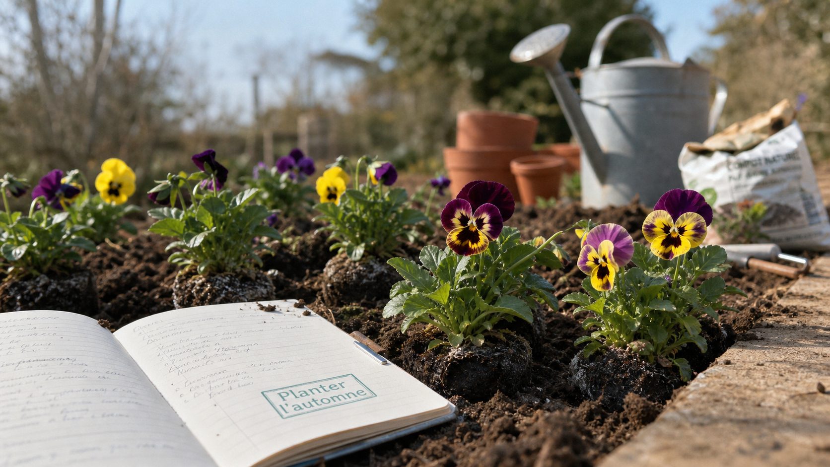 Quand planter des pensées : plants de pensées en godets, jardin