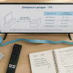 quelle distance entre tv et canapé, schéma de calcul du recul