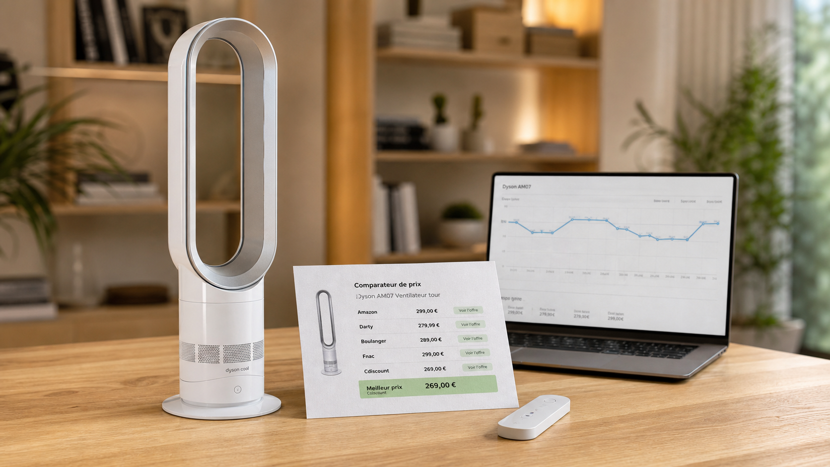 Ventilateur dyson am07 meilleur prix : photo comparateur et télécommande
