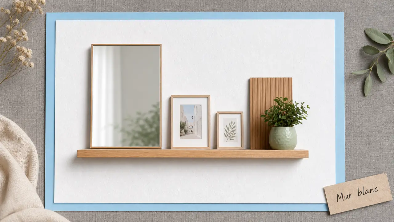 Décorer un mur blanc : déco minimaliste, étagère et miroir