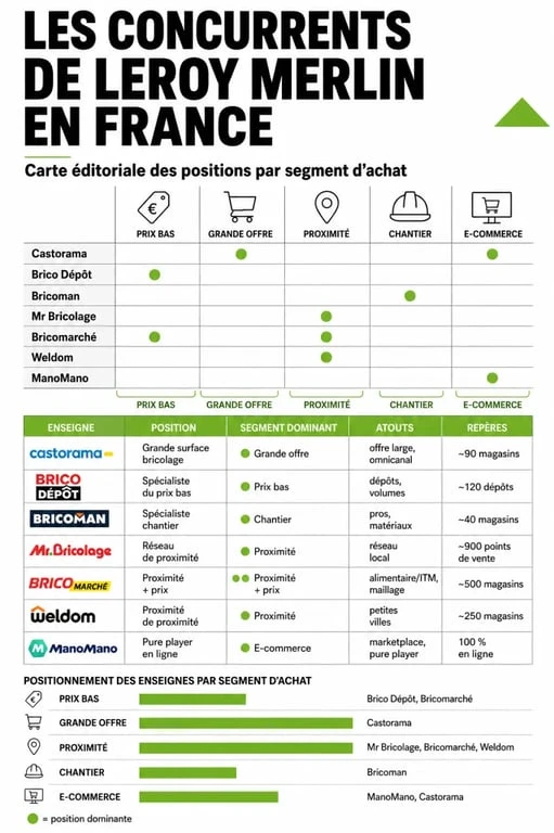 Infographie comparative des concurrents de Leroy Merlin en France