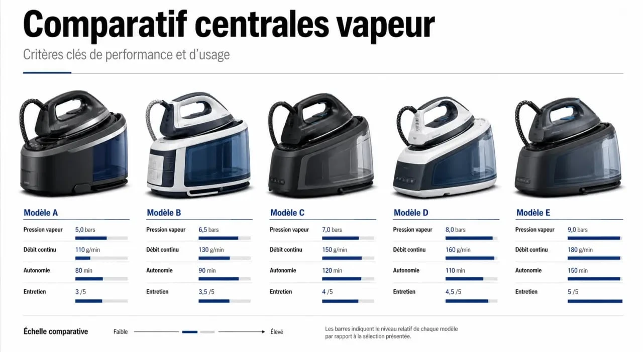 Comparatif de la meilleure centrale vapeur avec critères clés de choix