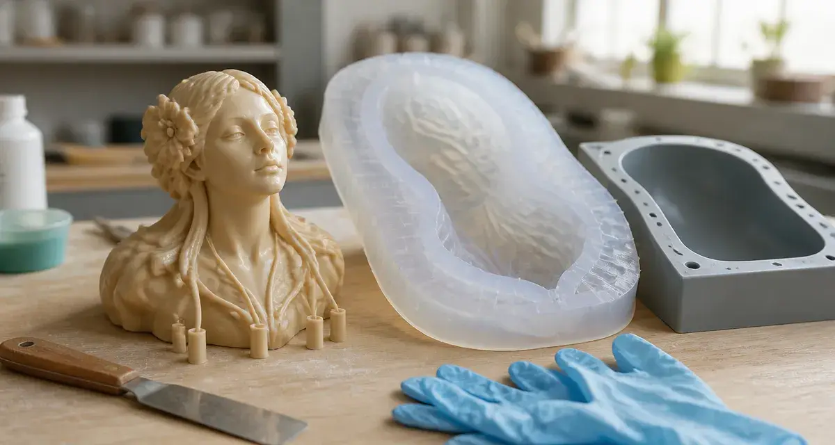 Le moulage en atelier : silicone et chape rigide, canaux de coulée