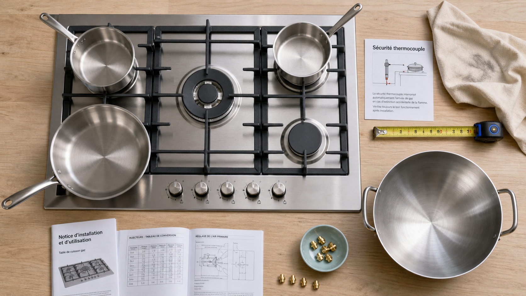 Meilleur plaque de cuisson gaz 5 feux : 11 kW, wok et sécurité thermocouple