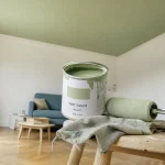 Plafond peinture couleur vert sauge, murs blancs, effet lumineux