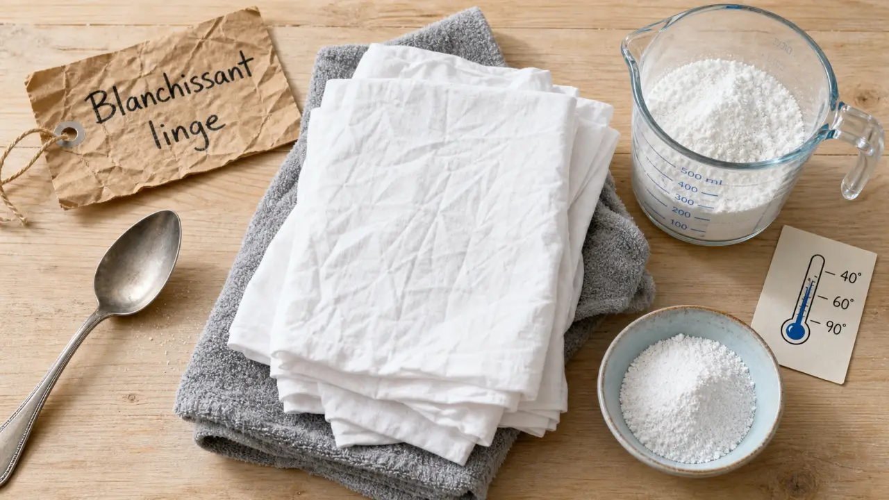 Produit blanchissant pour linge pour draps blancs jauni et taches