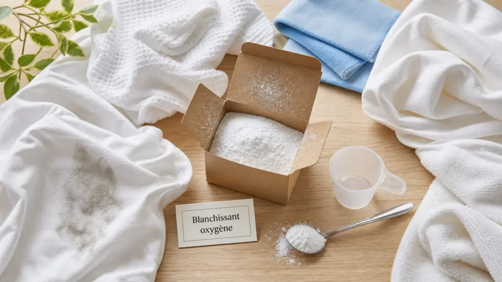 Produit blanchissant pour linge : poudre oxygène percarbonate