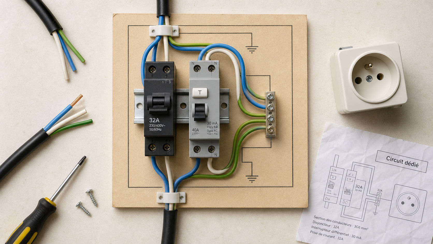 Quel disjoncteur pour plaque induction : 32A, 30 mA, câble 6 mm²