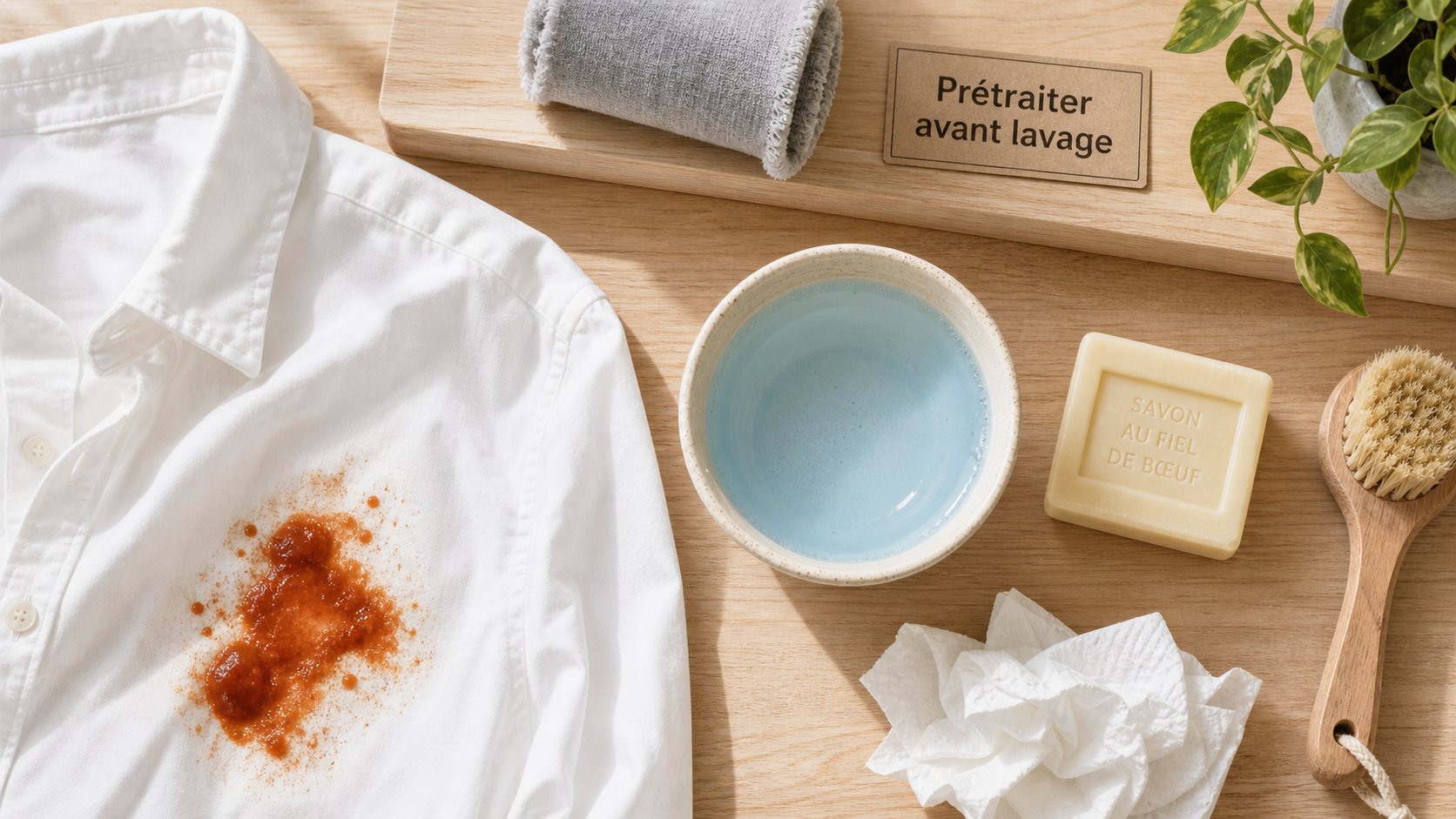 Savon fiel de boeuf utilisation pour détacher textile, chemise tachée