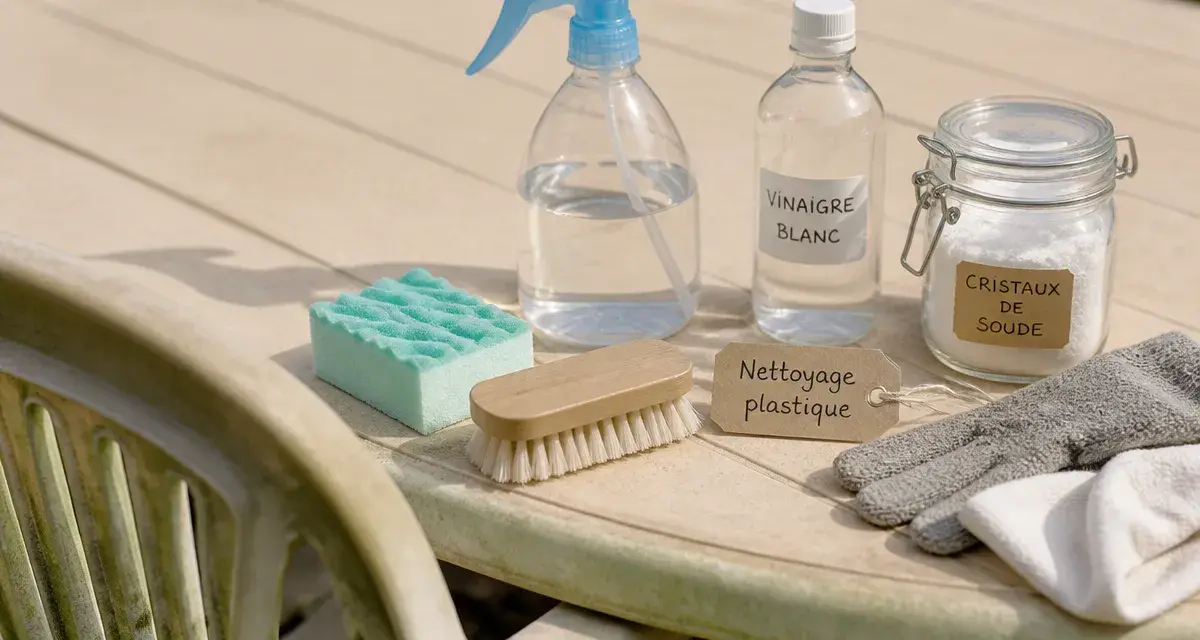 Comment raviver un salon de jardin en plastique vert, nettoyage au vinaigre et cristaux de soude