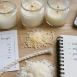 Composition des bougies : cire, mèche et parfum, bougies artisanales en bocaux