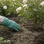 Engrais rosier naturel : granulés au pied du rosier
