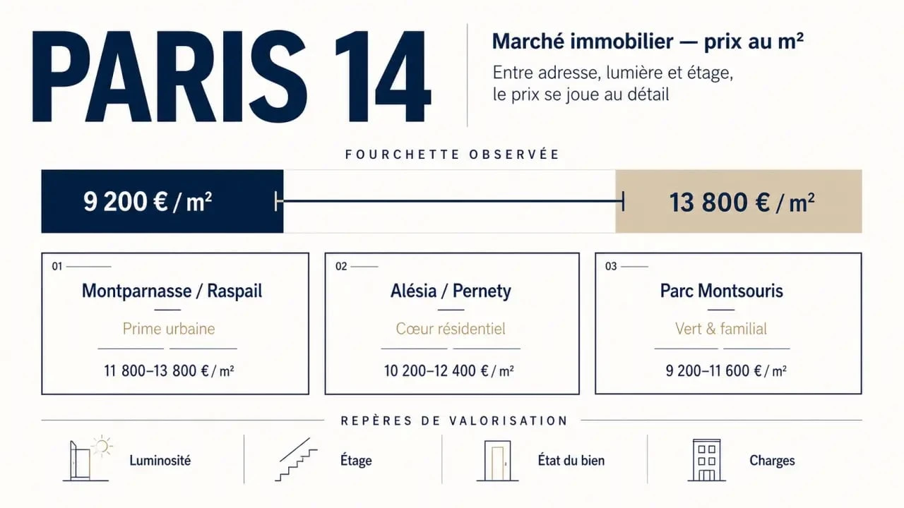 chasseur immobilier paris 14 : prix au m² et quartiers du 14e arrondissement de Paris