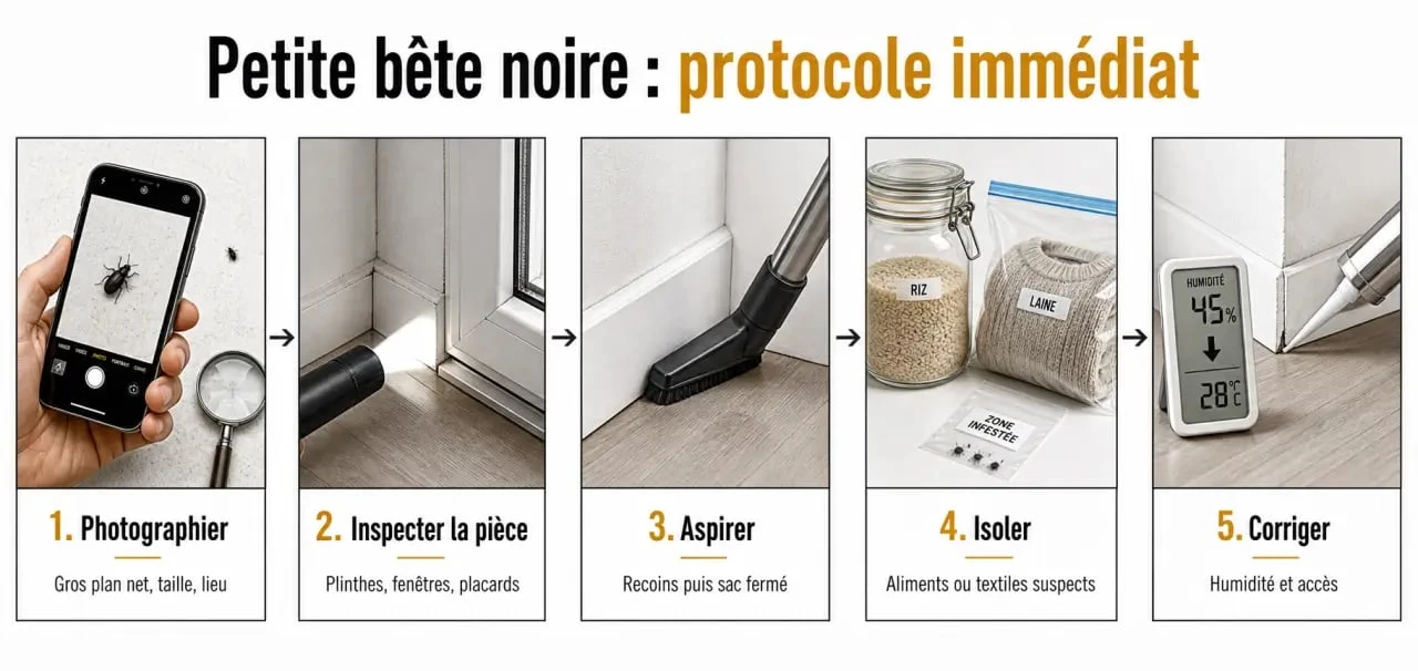 Petit bete noire maison : étapes pour identifier, nettoyer et prévenir le retour
