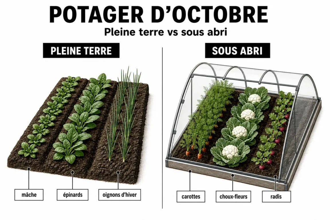 Que planter en octobre au potager : pleine terre ou sous abri selon les cultures