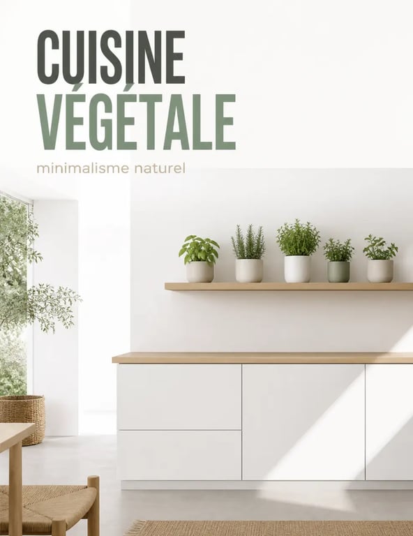 Cuisine tropicale, végétale ou voyage : petite cuisine végétale minimaliste avec plantes aromatiques et tons clairs