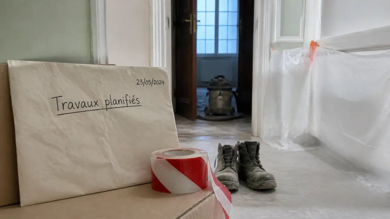 Travaux voisins : affiche travaux planifiés en copropriété