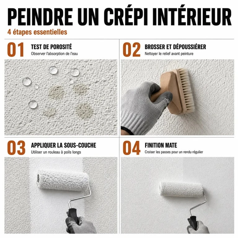 Peinture pour crepis interieur : préparation du mur, sous-couche et finition en étapes