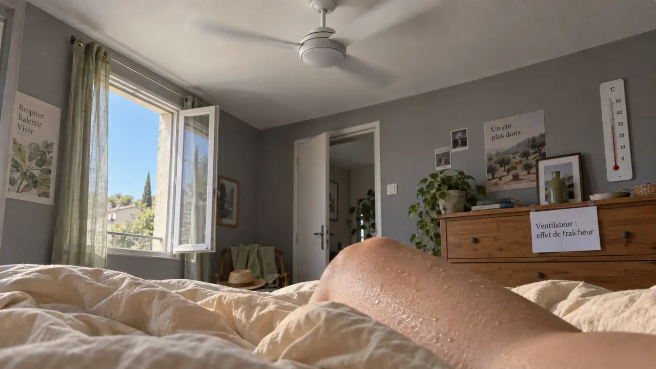 Utiliser ventilateur plafond porte fermée rafraîchit les occupants, pas la pièce