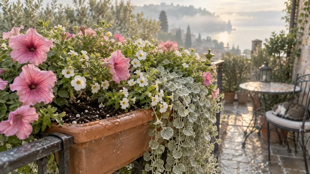 Fleurs retombantes pour jardinières : l’exposition décide de l’effet cascade